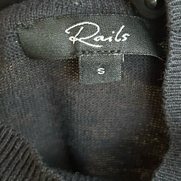 Rails Blouse Top Iris Tie Dye Mock Neck Knit‎ Midnight White Size Small - Picture 5 of 7